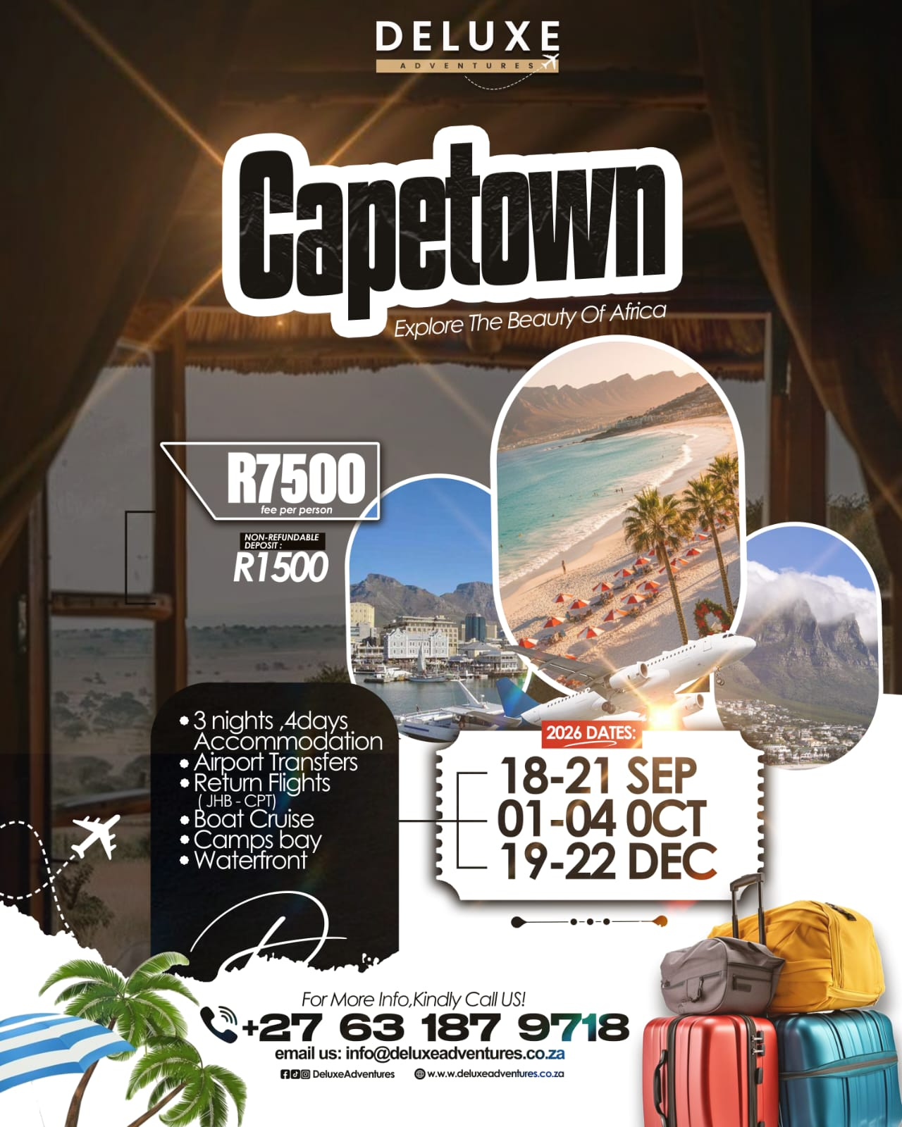 Deluxe Adventures Cape Town travel flyer