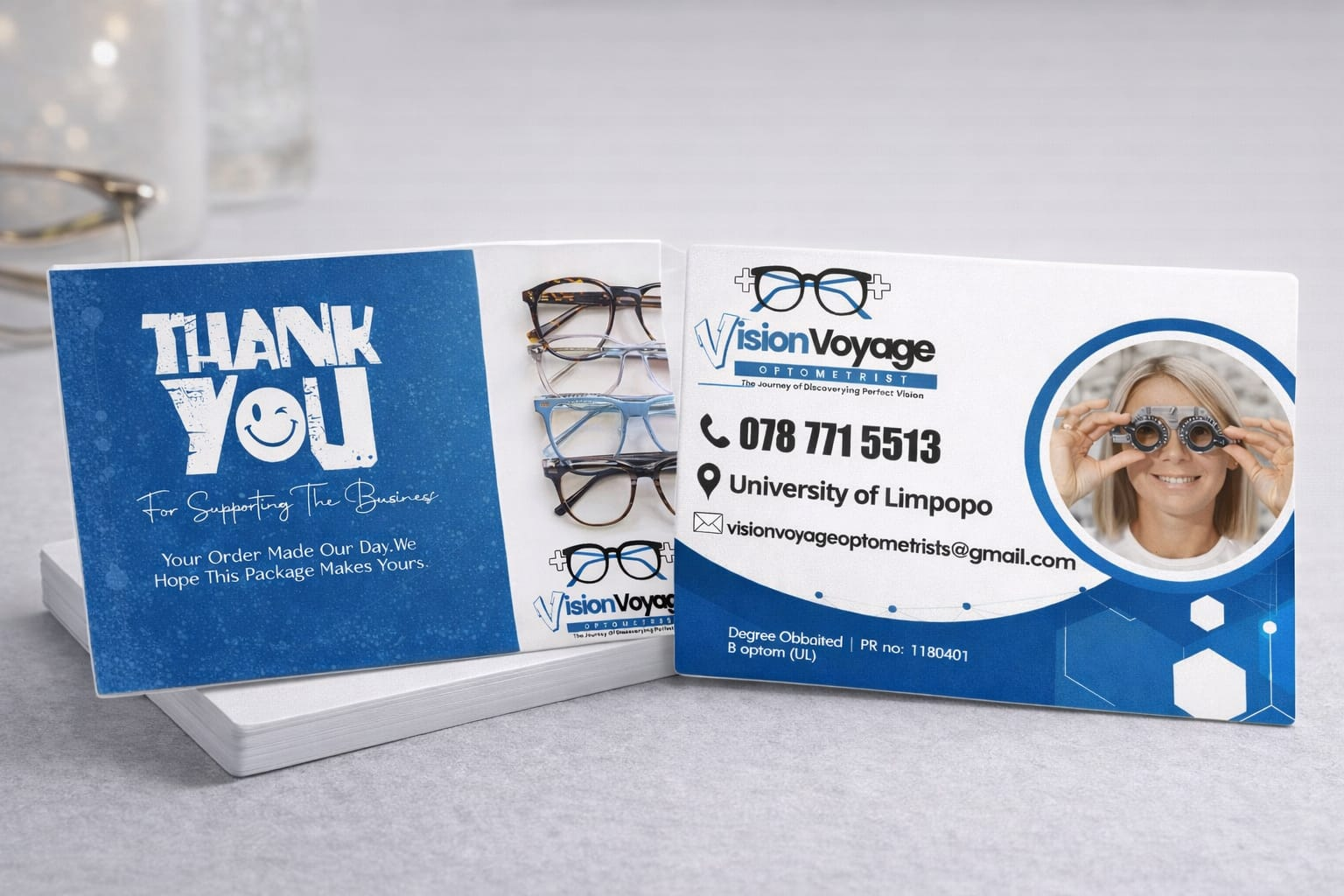 Vision Voyage Optometrist business card design